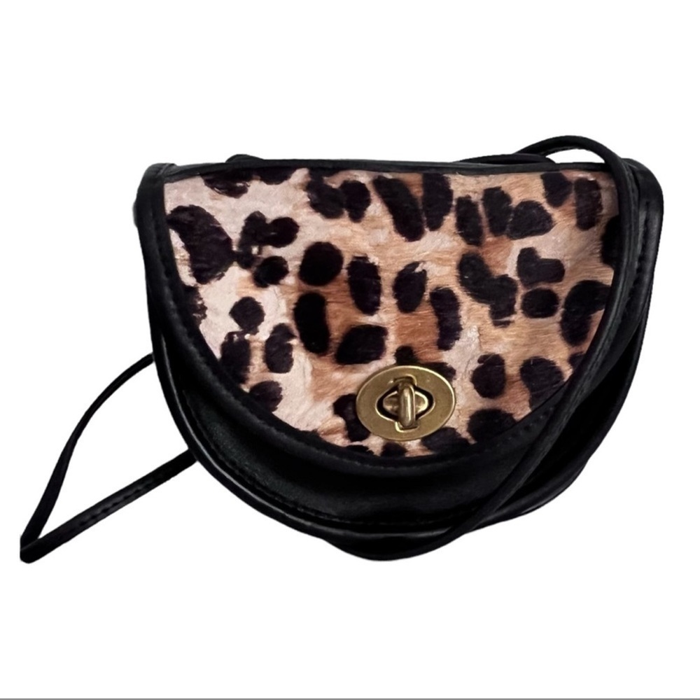 M London Leopard Print Pony Hair & Leather CrossbodyMini Messenger Bag